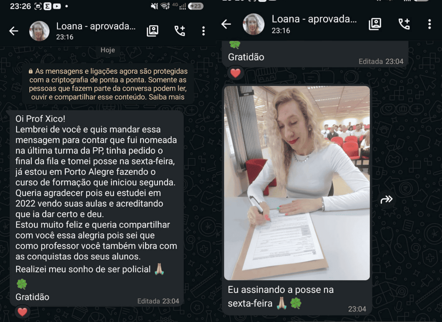 Depoimento de Loana sobre sua nomeação e posse na Polícia Penal