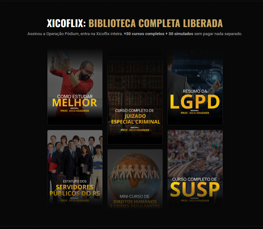 Biblioteca de cursos da XicoFlix